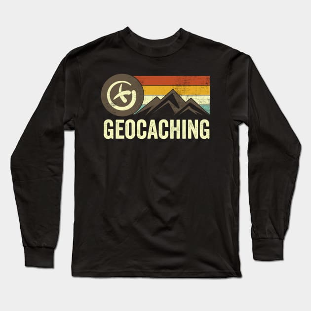 Geocaching Retro Vintage Long Sleeve T-Shirt by Visual Vibes